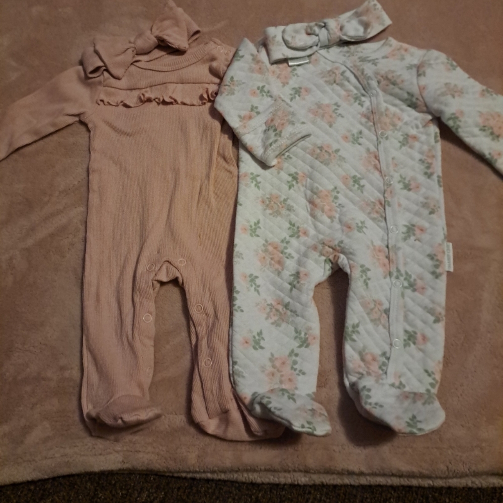 Shabby Chic Pink Footies One Piece
